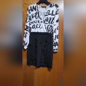 Frankie Morello Monochrome Graphic Dress Size 44